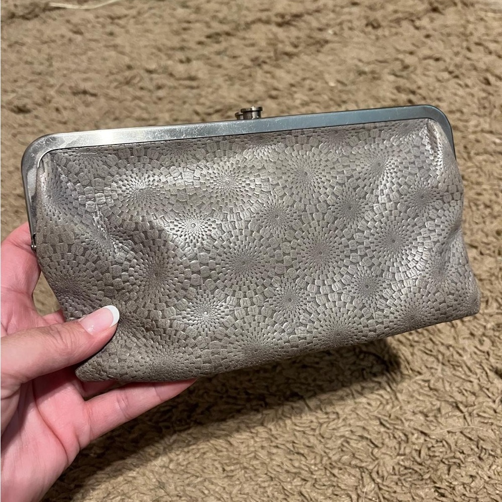 HOBO Textured Silver Clutch